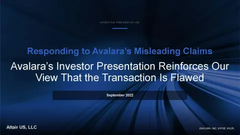 Altair US LLC | Activist Presentation Deck | 16 slides