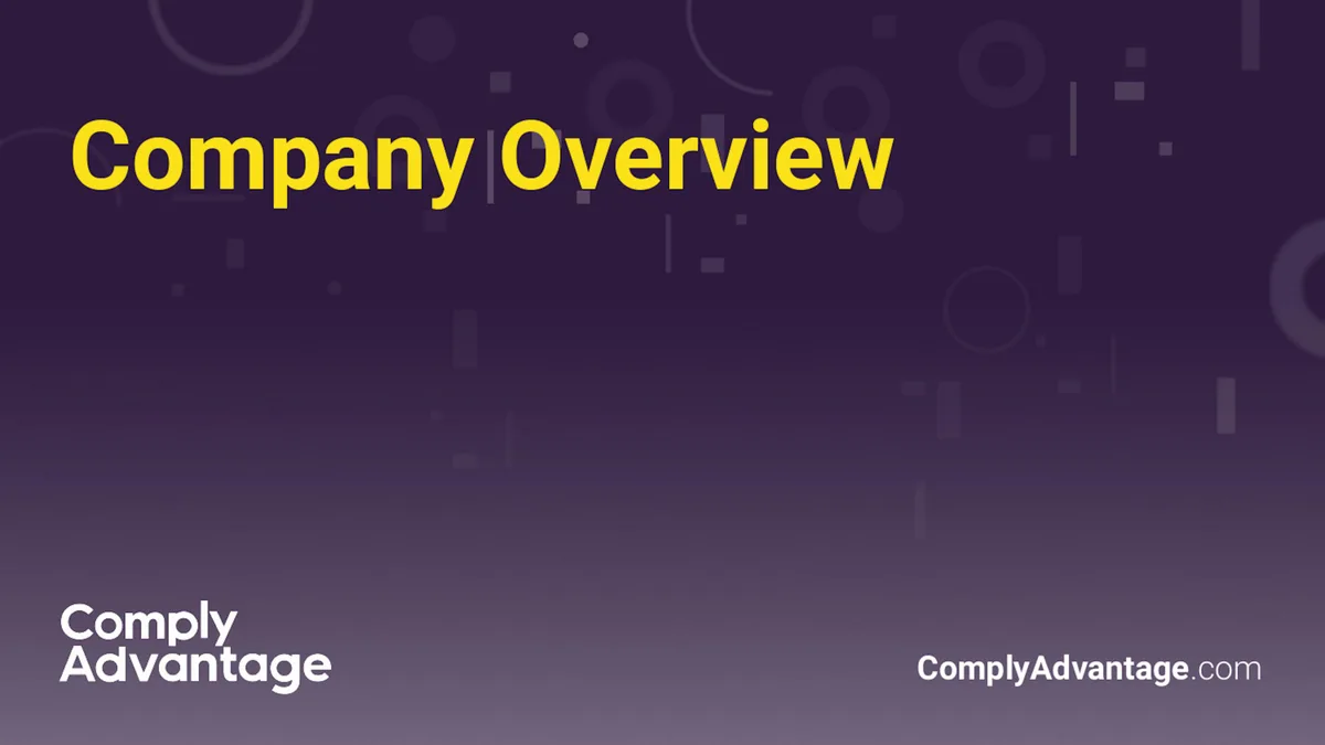 Pitch deck: Fintech ComplyAdvantage raises $50 million from SpaceX backer, VCs · slide 1
