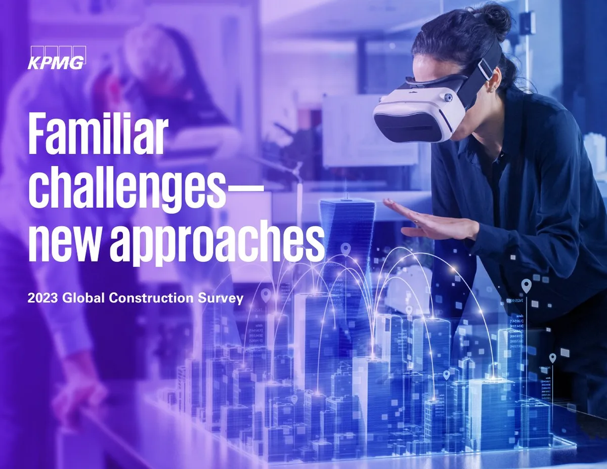KPMG branding present. The visual theme suggests digital transformation in construction.