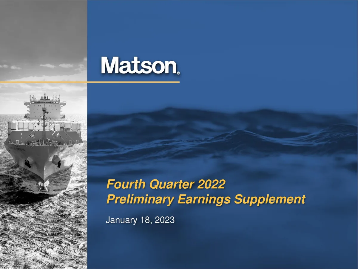 Matson | Results Presentation Deck | 10 slides · slide 1
