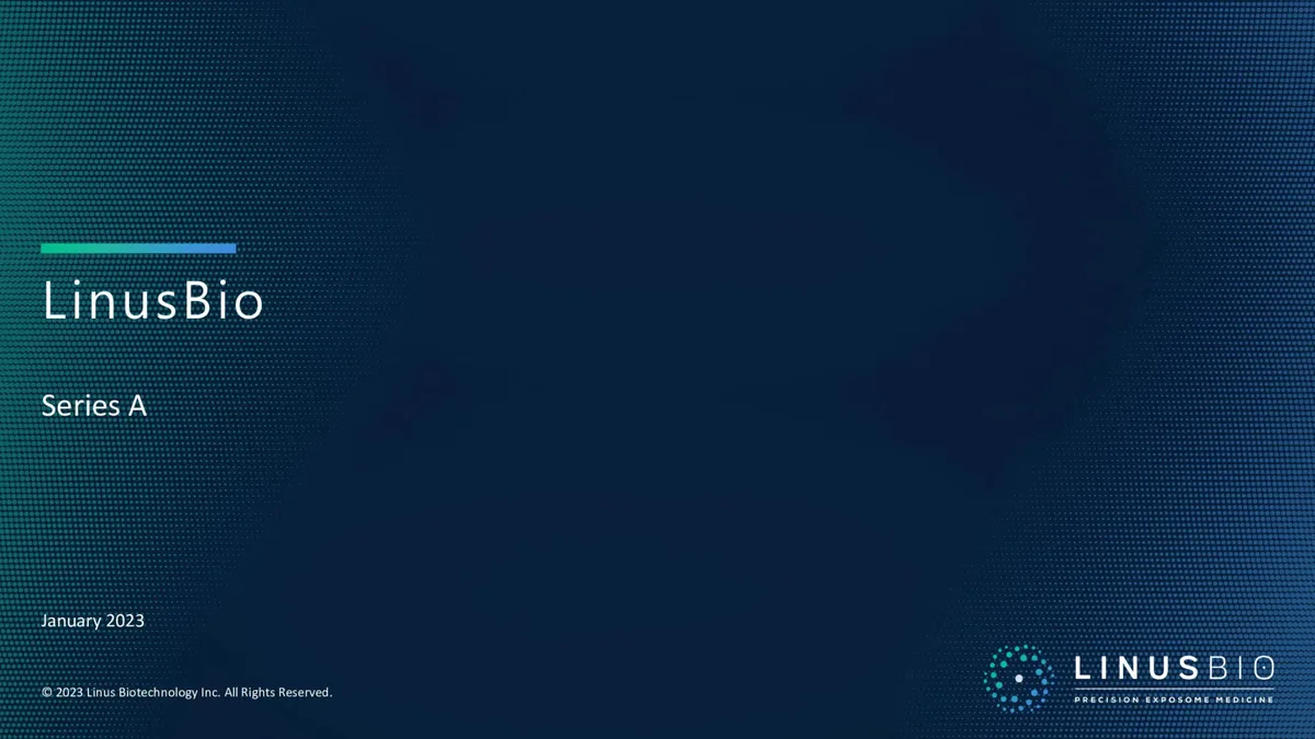 Here's the pitch deck for autism startup LinusBio's Series A funding · slide 1
