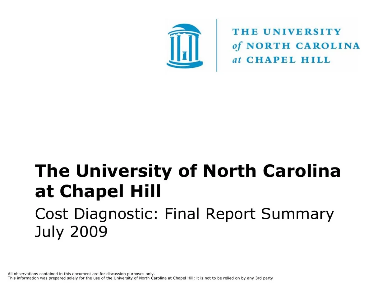 UNC Chapel Hill Cost Diagnostic · slide 1