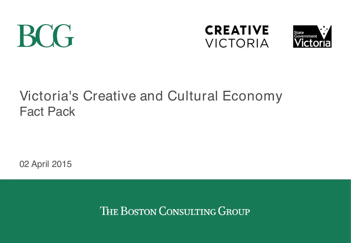 Victorias Creative and Cultural Economy Fact Pack · slide 1