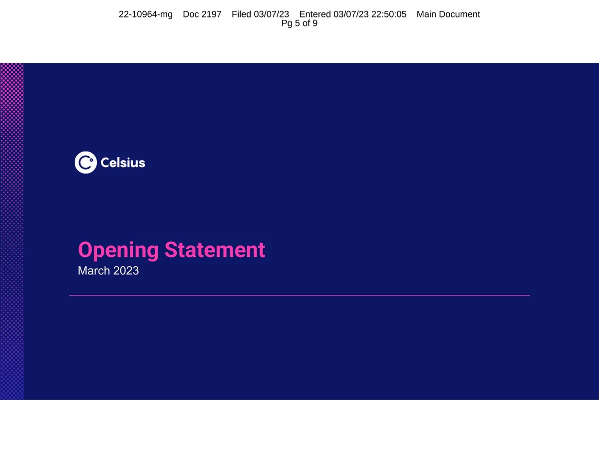 Celsius Network | Investor Presentation Deck | 5 slides · slide 1