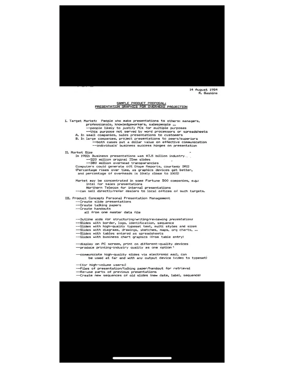This is the original PowerPoint proposal written by Robert Gaskins in 1984.