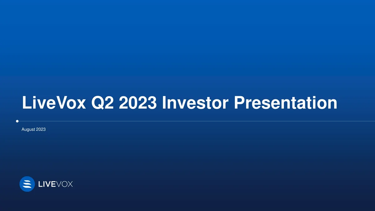 LiveVox | Investor Presentation Deck | 27 slides · slide 1