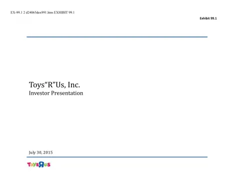 Toys R Us | Investor Presentation Deck | 28 slides
