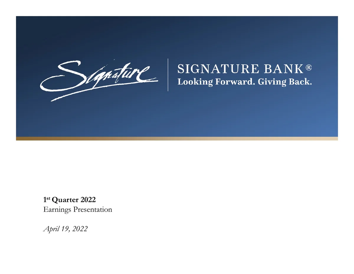 Signature Bank | Results Presentation Deck | 32 slides · slide 1