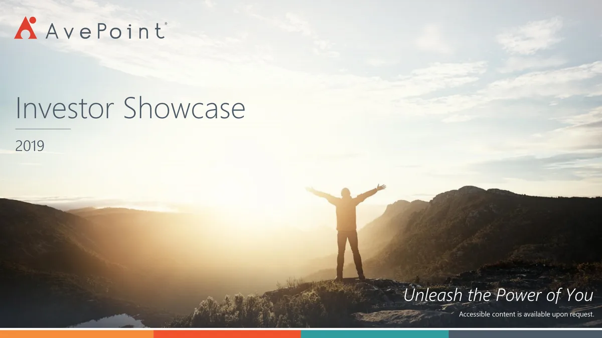 AvePoint: Pitch deck enterprise startup raised $200 million from TPG · slide 1