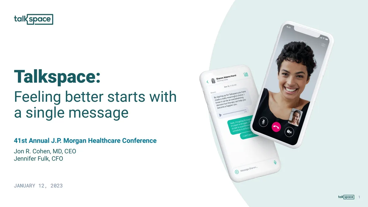 Talkspace | Investor Conference Presentation Deck | 15 slides · slide 1