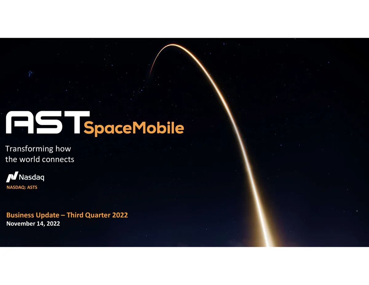 AST SpaceMobile | Results Presentation Deck | 7 slides · slide 1