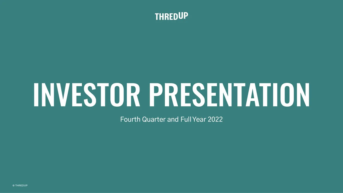 thredUP | Investor Presentation Deck | 33 slides · slide 1