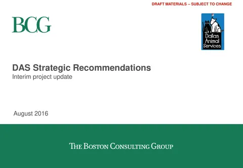 BCG Interim Project Update To Dallas Animal Shelter Commission
