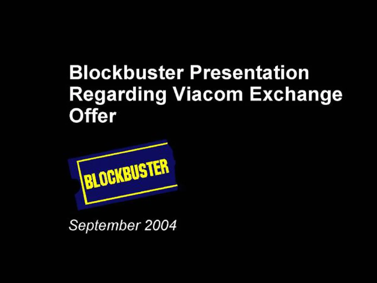 Blockbuster Video | Investor Presentation Deck | 31 slides · slide 1