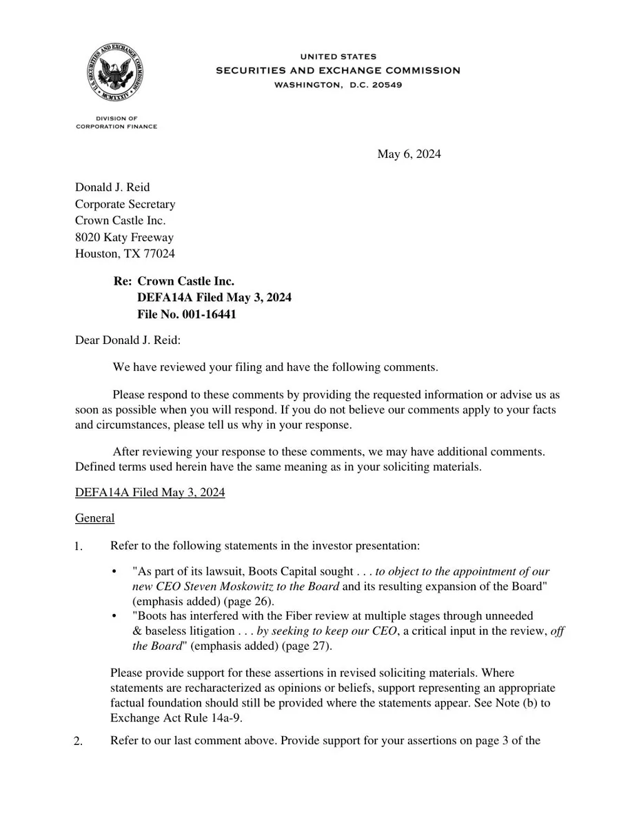 This is a regulatory correspondence document regarding a DEFA14A filing.