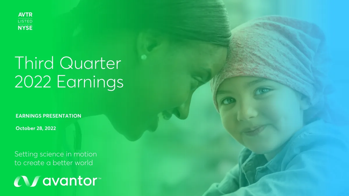 Avantor | Results Presentation Deck | 11 slides · slide 1