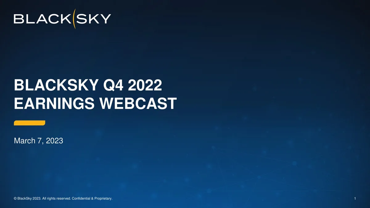 BlackSky | Results Presentation Deck | 26 slides · slide 1