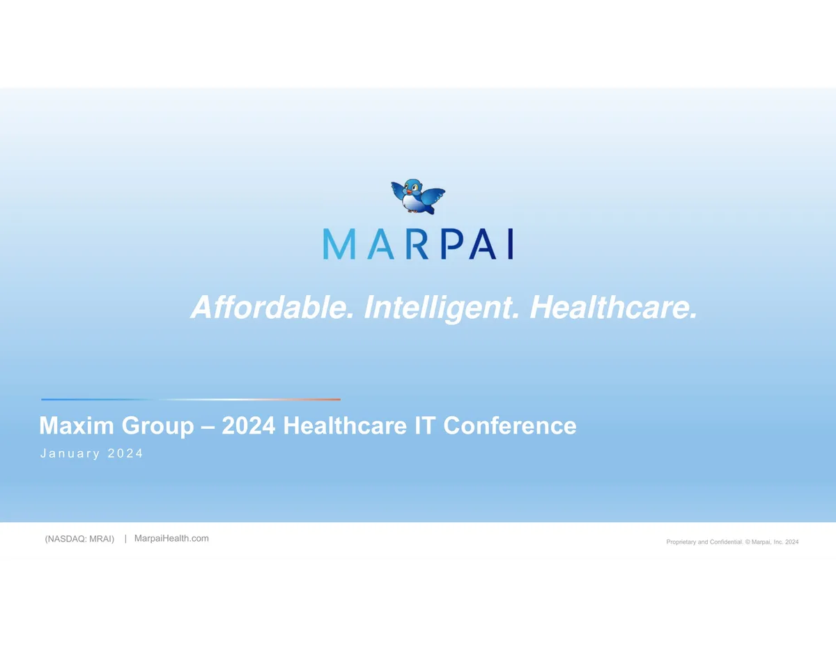 Marpai | Investor Conference Presentation Deck | 8 slides · slide 1