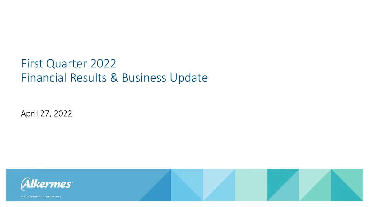 Alkermes | Results Presentation Deck | 16 slides · slide 1