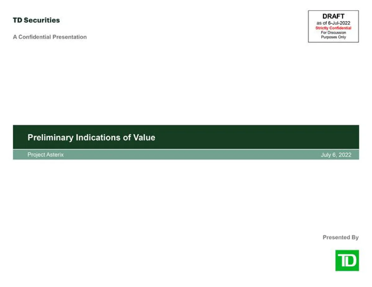 TD Securities | Investment Banking Pitch Book | 43 slides · slide 1