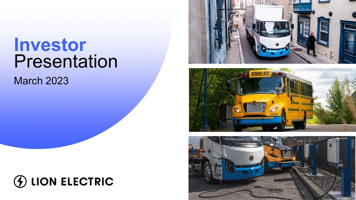 Lion Electric | Investor Presentation Deck | 33 slides · slide 1