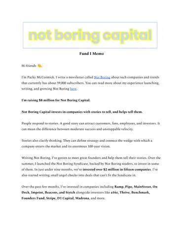 Not Boring Capital Fund I Memo FF