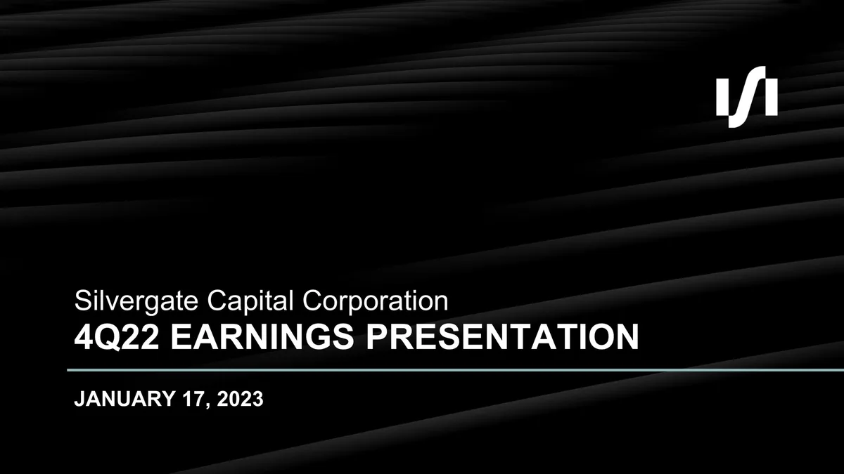 Silvergate Bank | Results Presentation Deck | 11 slides · slide 1