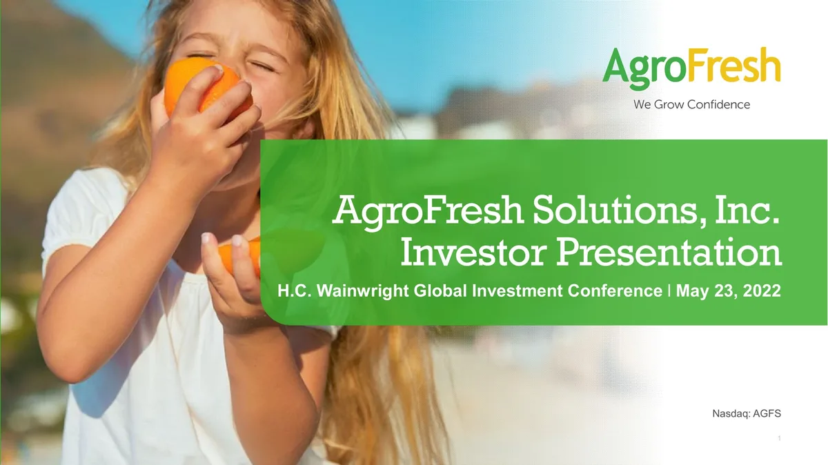AgroFresh | Investor Conference Presentation Deck | 21 slides · slide 1