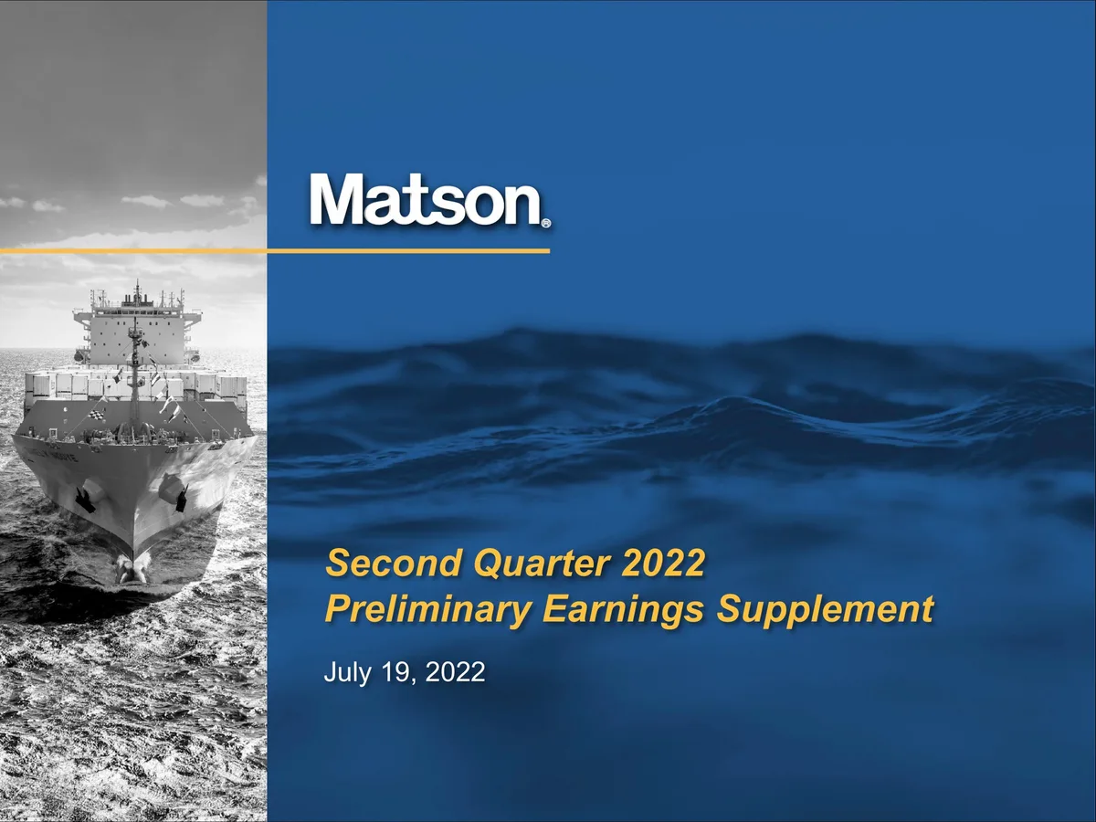 Matson | Results Presentation Deck | 10 slides · slide 1