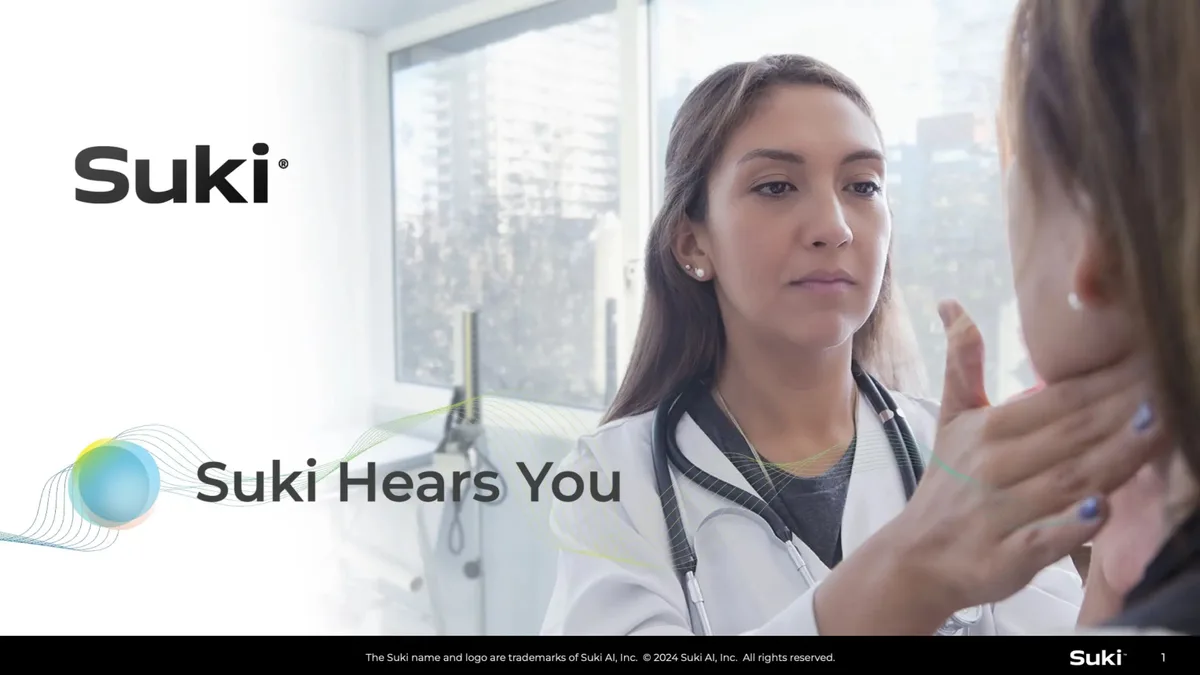 The pitch deck Suki used to raise $70 million for its healthcare AI · slide 1