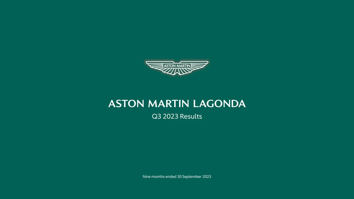 Aston Martin Lagonda | Results Presentation Deck | 18 slides · slide 1