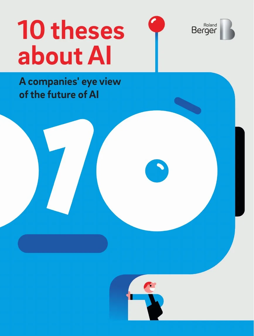 Features a stylized robot illustration with a human figure.