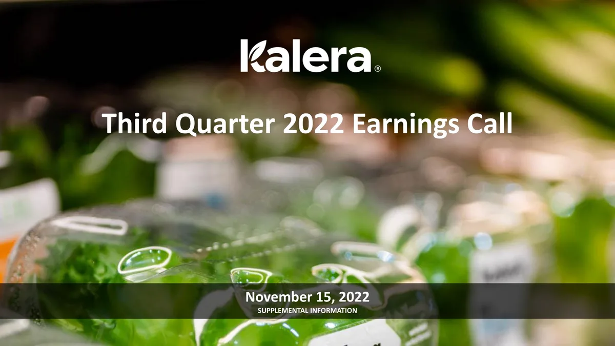 Kalera | Results Presentation Deck | 15 slides · slide 1
