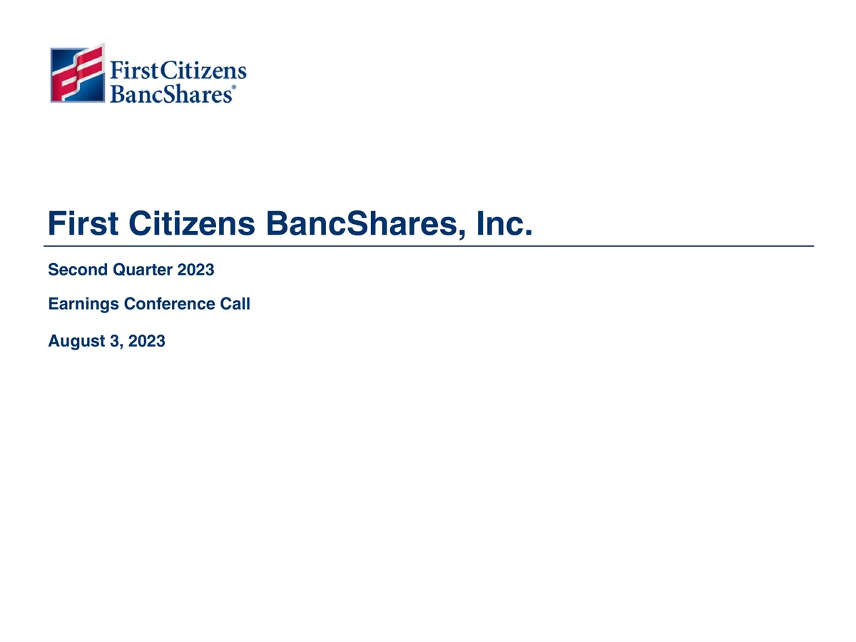 First Citizens BancShares | Results Presentation Deck | 57 slides · slide 1