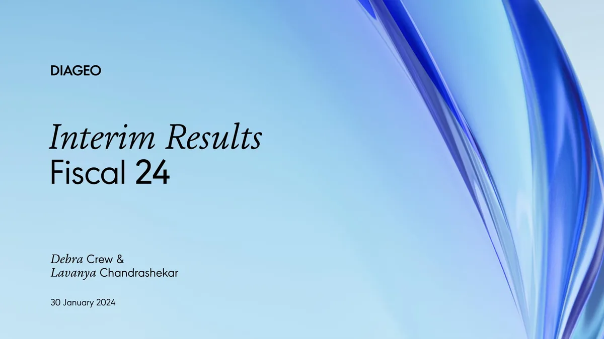 Diageo | Results Presentation Deck | 39 slides · slide 1