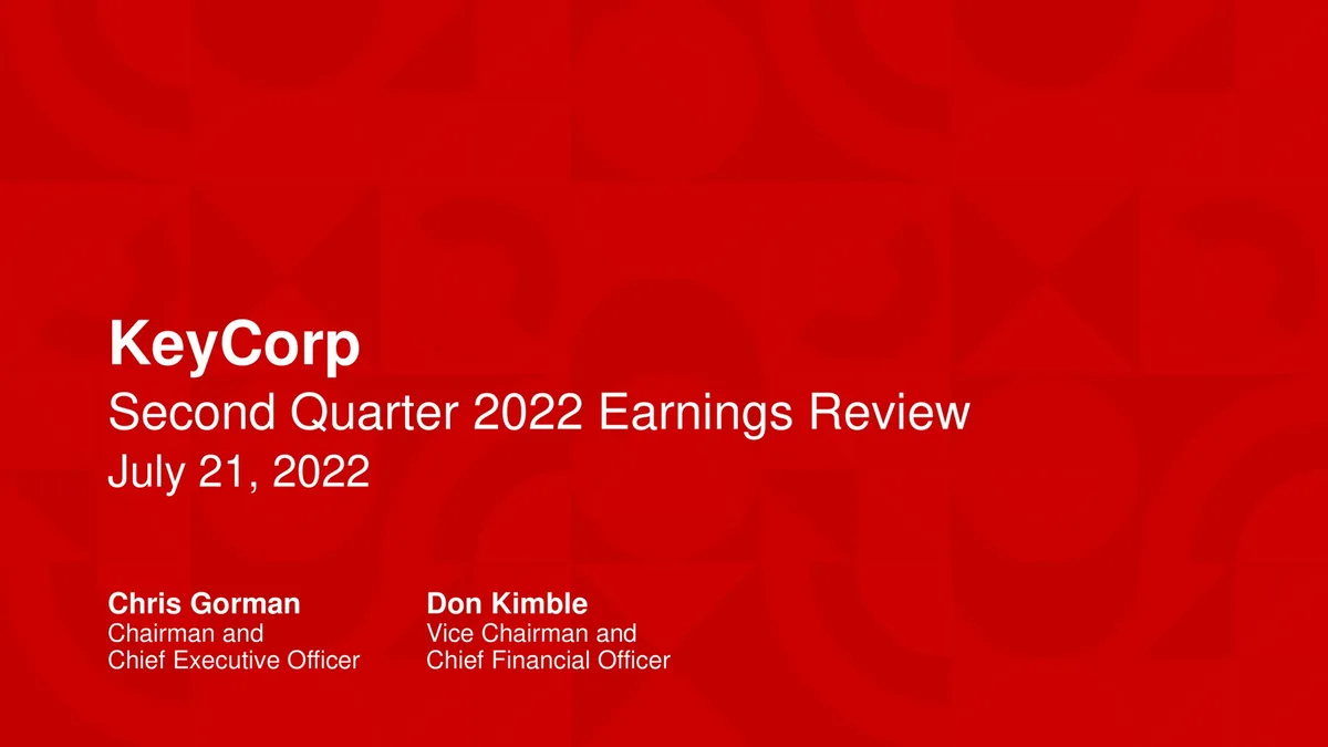 KeyCorp | Results Presentation Deck | 22 slides · slide 1
