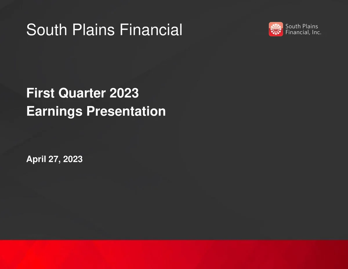 South Plains Financial | Results Presentation Deck | 23 slides · slide 1