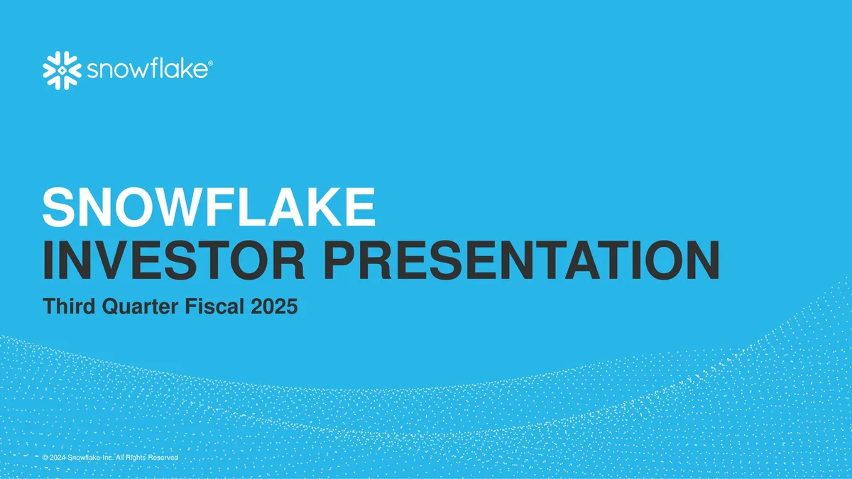Snowflake | Investor Presentation Deck | 39 slides · slide 1