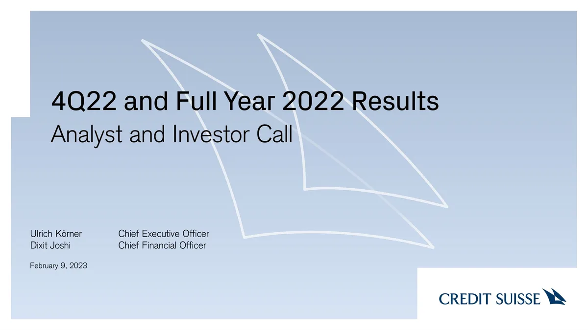 Credit Suisse | Results Presentation Deck | 44 slides · slide 1