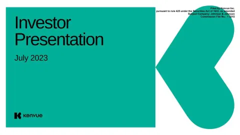 Kenvue | Securities Offering Presentation Deck | 35 slides