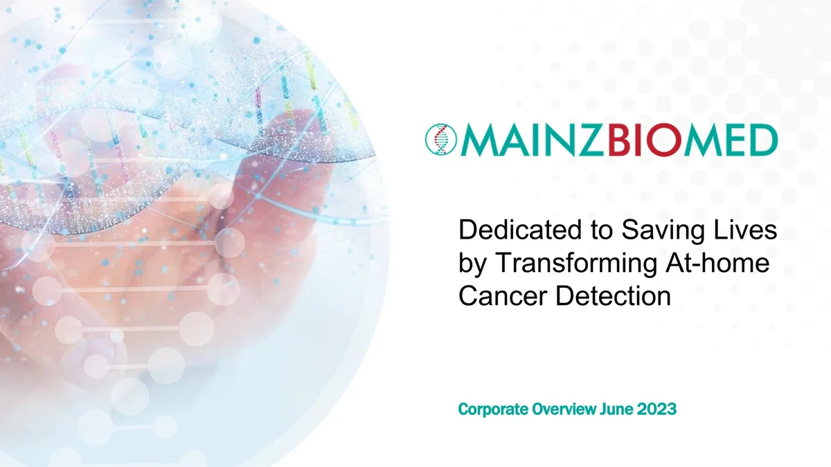Mainz Biomed NV | Investor Presentation Deck | 25 slides · slide 1