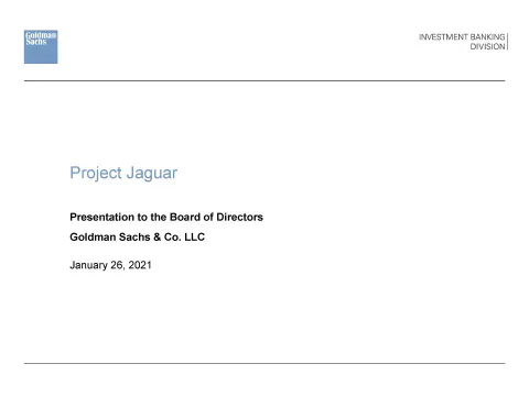 Goldman Sachs | Investment Banking Pitch Book | 22 slides