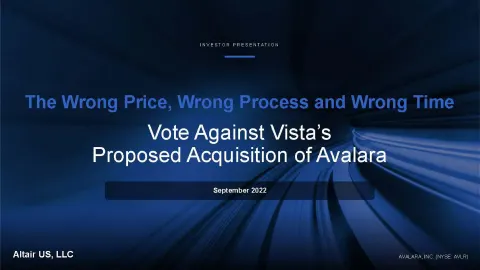 Altair US LLC | Activist Presentation Deck | 38 slides