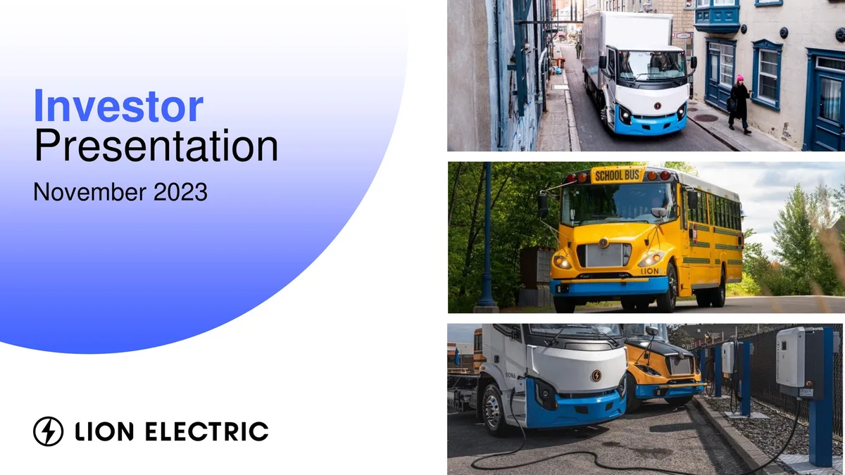 Lion Electric | Investor Presentation Deck | 30 slides · slide 1