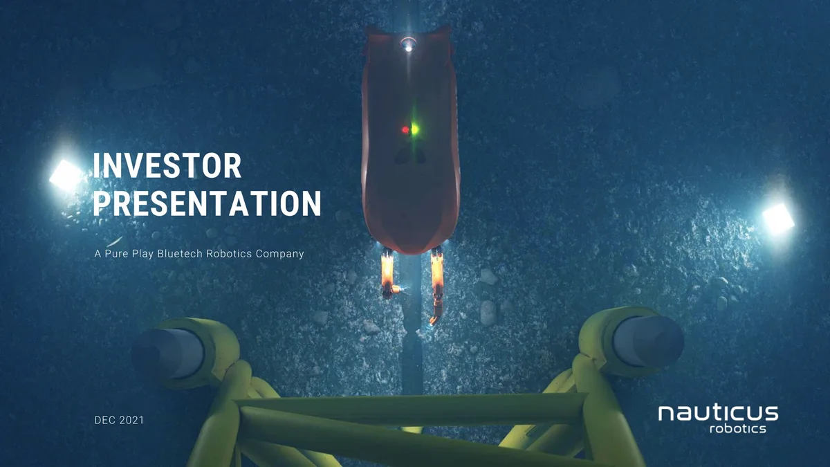 Features a high-quality underwater render of a robotic vehicle.