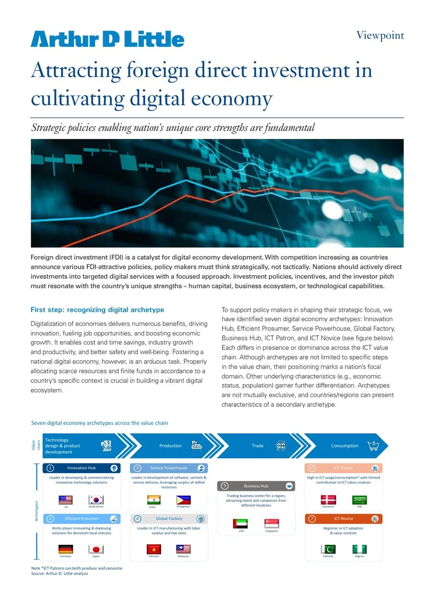 The slide uses a value chain framework combined with a categorization of seven distinct digital economy archetypes.