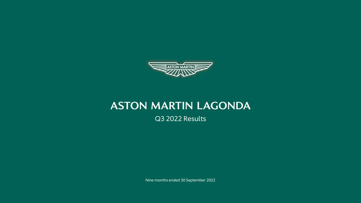 Aston Martin Lagonda | Results Presentation Deck | 20 slides · slide 1