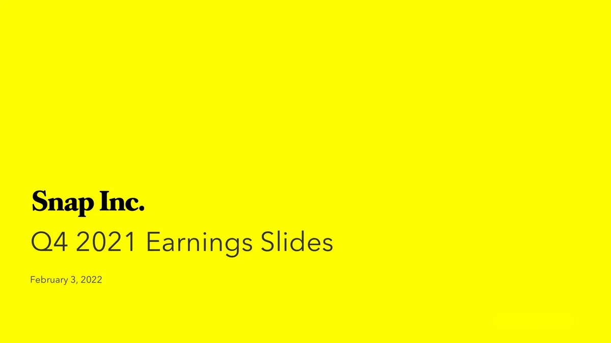 Snap Inc | Results Presentation Deck | 27 slides · slide 1