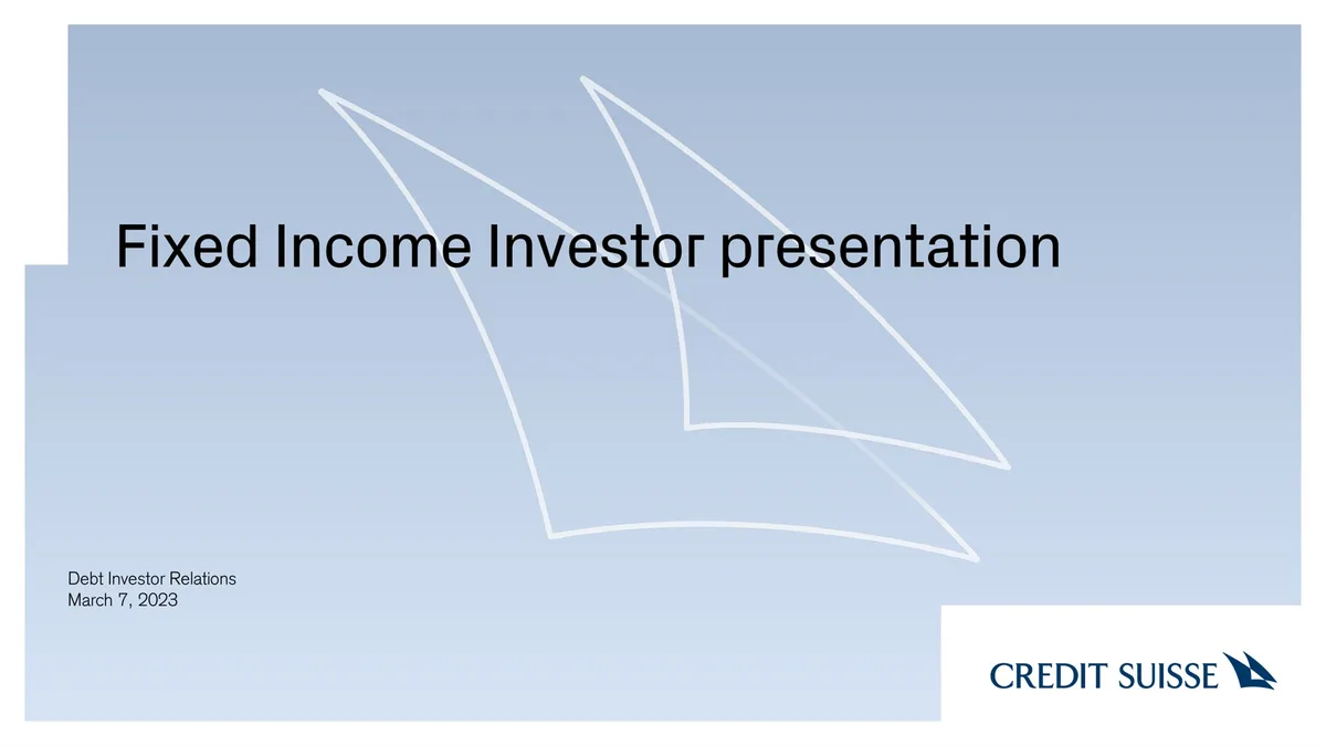 Credit Suisse | Credit Presentation Deck | 20 slides · slide 1