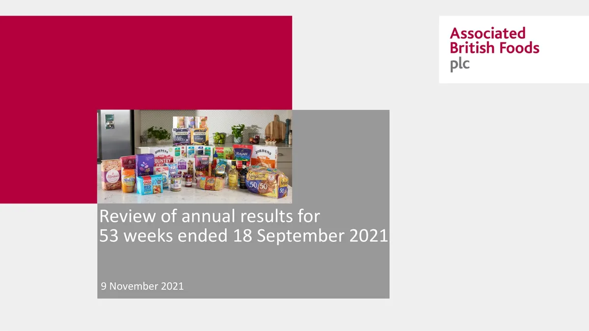 Associated British Foods | Results Presentation Deck | 66 slides · slide 1